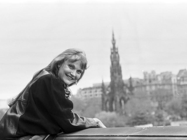 Lucy Irvine, author of the book 'Castaway', visiting Edinburgh in May 1989.
