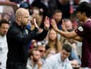 Hearts goal scorer Yutaro Oda is congratulated by interim manager Steven Naismith for his performance