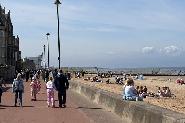 Children were saying roller-skating, cycling and playing on Portobello Promenade while many others enjoyed ice creams and cold drinks on the beach.