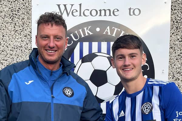 Lewis Coult (left) with new signing Ben Wardlaw who has made an instant impact for the club. [Pic - Penicuik Athletic]