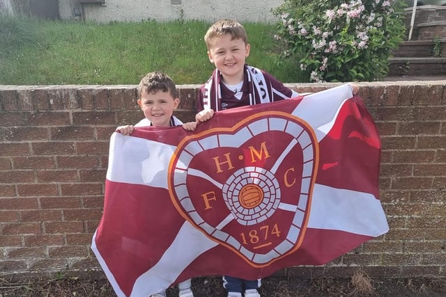 Callum and Elliot Lawson on their way to Hampden 
Pic: Dianne Lawson