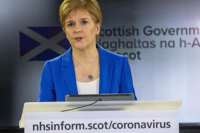 First Minister Nicola Sturgeon address a virtual media briefing on Monday.