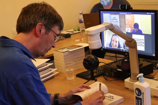 Ian Rankin taking part in a virtual signing session at last year's Edinburgh International Book Festival.