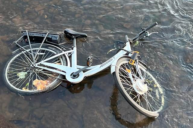 The stolen e-Bike had been dumped in the water - until James rescued it