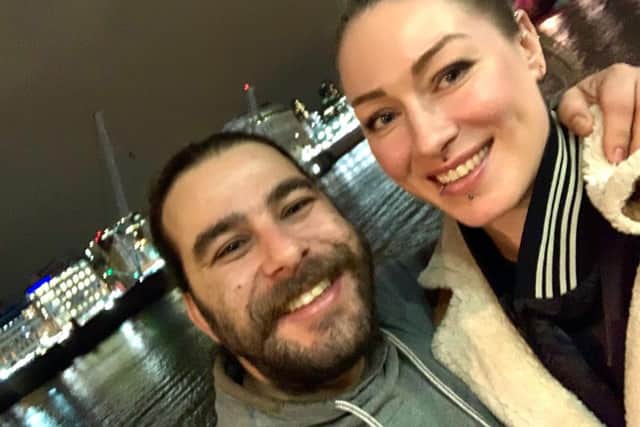 Sarah George, 39, originally from Stockbridge, and her partner Dimitris Savvaidis who opened a bar on Rhodes In mid-July. Picture: Sarah George/PA Wire