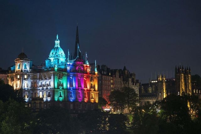 Last night the headquarters of the Bank of Scotland was illuminated in the colours of the rainbow for Pride Edinburgh 2022.