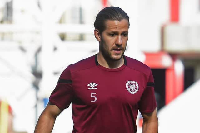 Hearts midfielder Peter Haring left Dundee frustrated.