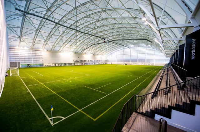 The indoor pitch at the Oriam complex which houses Hearts' training base.