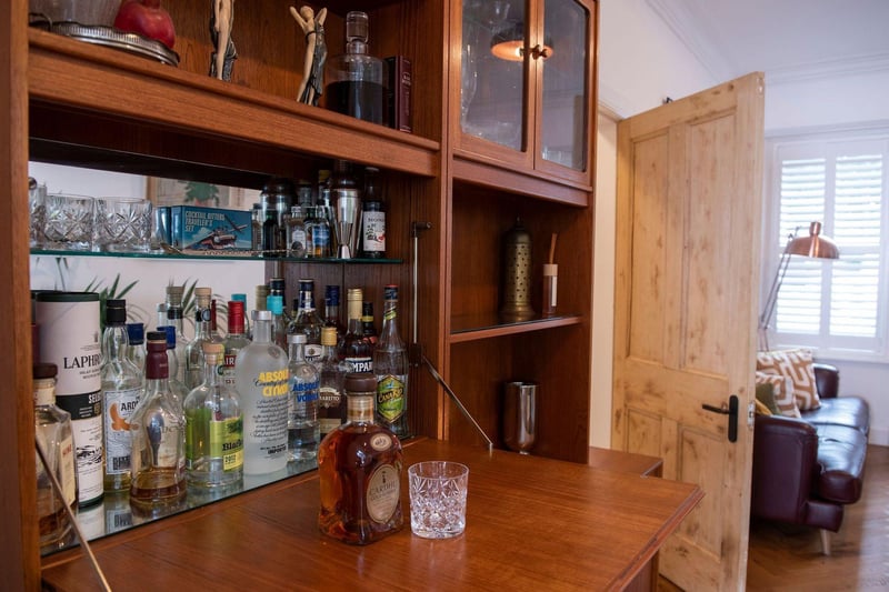 When entertaining guests at Old Train House, the mini bar comes in handy. Photo: Kirsty Anderson