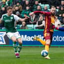 Kevin van Veen in action against Hibs for Motherwell towards the end of last season. Picture: SNS