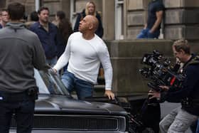 Vin Diesel filming the Fast and Furious sequel F9 in Edinburgh. Picture: Lisa Ferguson/JPIMedia.
