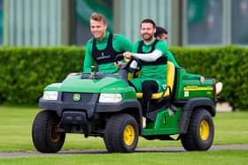 Ryan Porteous and Martin Boyle at Hibs training earlier this season. Picture: SNS