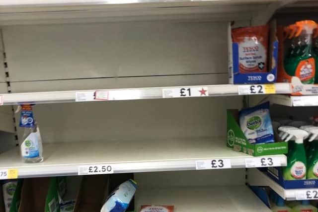 Cleaning products are in limited supply at the Bathgate Tesco store.