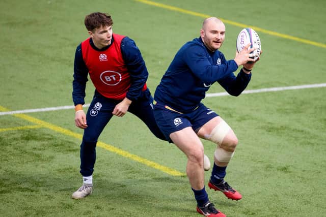 Dave Cherry, right, is on the bench for Scotland's Calcutta Cup clash with England. Picture: Craig Williamson/SNS