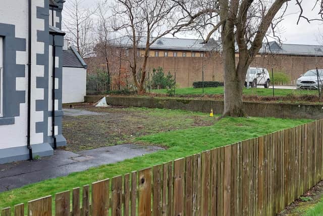 Prison cells from HMP Edinburgh overlook the grounds of the proposed new Muslim primary school. Locals are concerned about pupils playing in the playground if the school is approved.