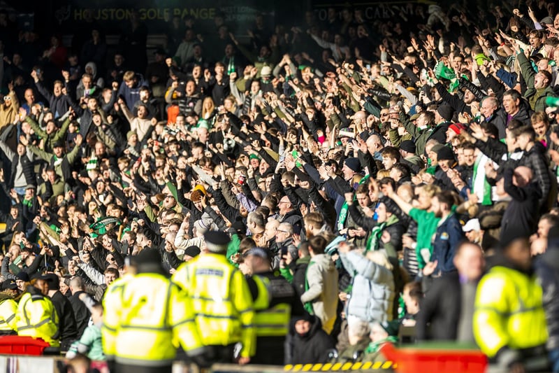 The fans make themselves heard during a 4-1 win away to Livingston in March