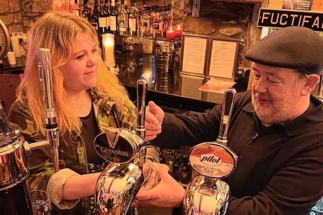 Johnny Vegas pulls a pint at the Brass Monkey in Leith. Photo: Brass Monkey