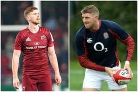 Edinburgh-bound Munster stand-off Ben Healy and former England wing Ruaridh McConnochie are in the Scotland Six Nations squad. Pictures: PA/Getty