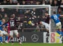 Lawrence Shankland scores to make it 2-0 to Hearts during their victory over Kilmarnock at Tynecastle Park. Picture: SNS
