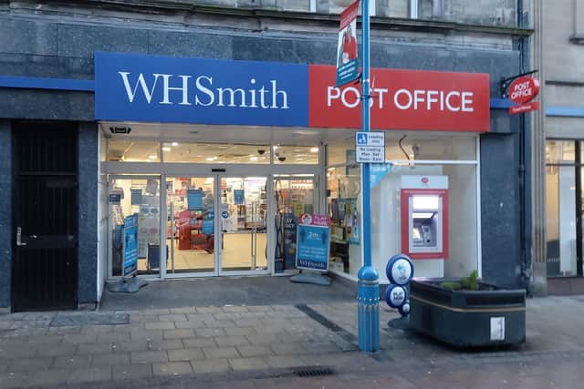 WH Smith remains a familiar sight on Scottish high streets, including Dunfermline, where it also houses a branch of the Post Office, though it has closed some of its stores. Picture: Scott Reid