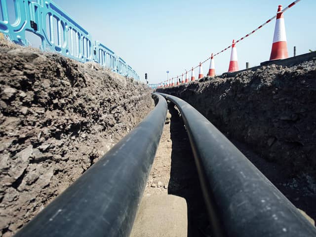Pictured are the first district heating pipes being laid at Shawfair.