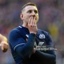 Scotland's Finn Russell watches the TMO review during a Guinness Six Nations match between Scotland and France at Murrayfield last Saturday