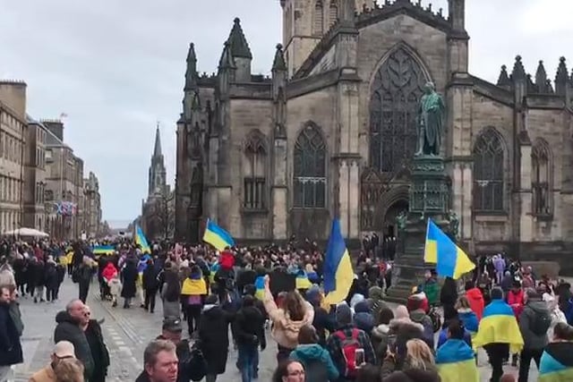 The march travelled down next to St Giles Cathedral.