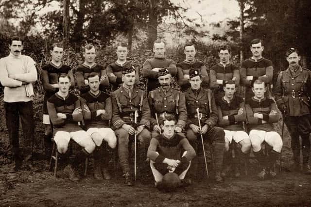 Members of McCrae's battalion, of the 16th Royal Scots, pictured in October 1915