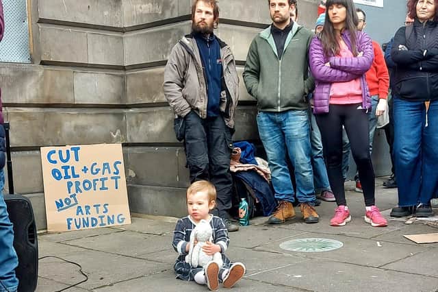 Speakers at the protest called for accountability and transparency over decisions on the building's future. Picture: Annabelle Gauntlett.