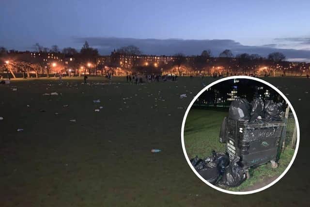 Murray MacDonald spent hours litter picking after hundreds of people illegally gathered on the Meadows last night.