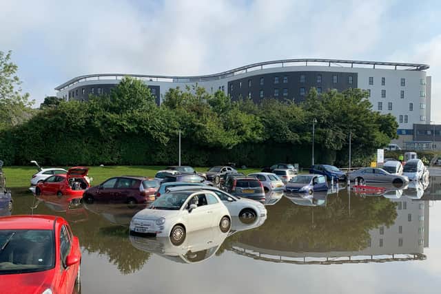 Queen Victoria Hospital car park flooded in Kirkcaldy