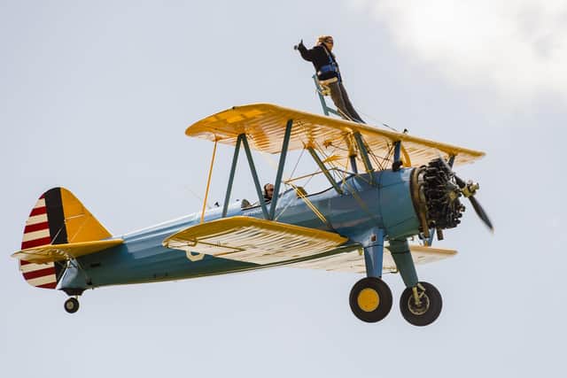 A biplane similar to the one Jim will strapped into for his wing walking challenge including looping the loop
