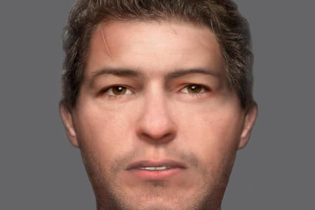 A facial reconstruction by Hayley Fisher of the man found in burial site one. The isotopic signature of enamel from his teeth shows he is likely to have originated from the Southern Uplands, Southern Highlands or Loch Lomond area. (Photo credit: University of Aberdeen/SWNS)