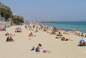 People socially distancing on Palma's City Beach. Pictures/ video: Ruairidh Mason