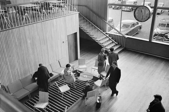 Turnhouse Airport Edinburgh - New terminal - a corner of the entrance lounge, 1956.