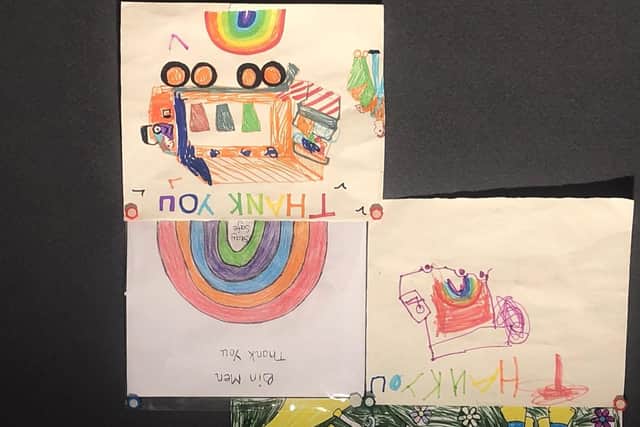 Children have been leaving pictures and notes for bin crews on their bins