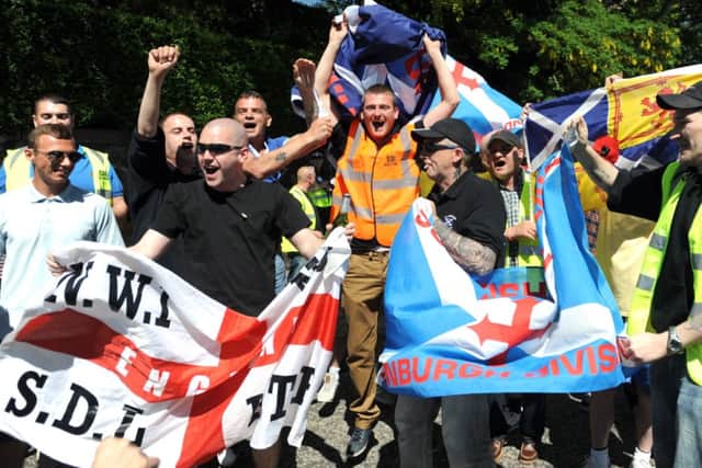 Members of the Scottish Defence League in Edinburgh