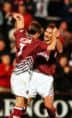 Stefano Salvatori congratulates goalscorer Neil McCann