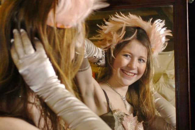 Mary-Frances Doherty tries on a vintage outfit. Picture: Danny Lawson