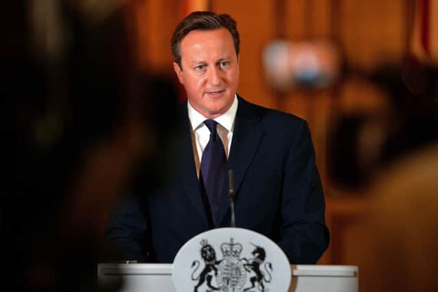 Prime Minister David Cameron makes a statement on the killing of British aid worker David Haines. Pic: John Stillwell/PA Wire