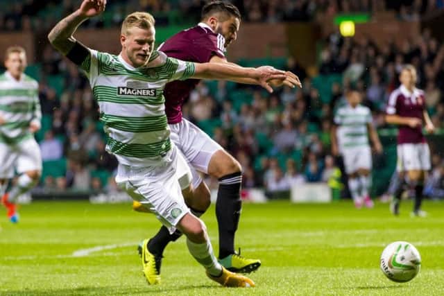 Alim Ozturk concedes a penalty with this foul on Celtic's John Guidetti