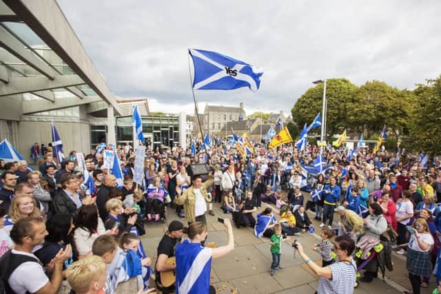The protesters outside the Scottish Parliament. Picture: Malcolm McCurrach