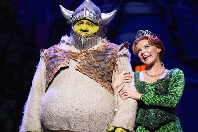 Dean Chisnall and Faye Brookes in Shrek. Pic: Comp