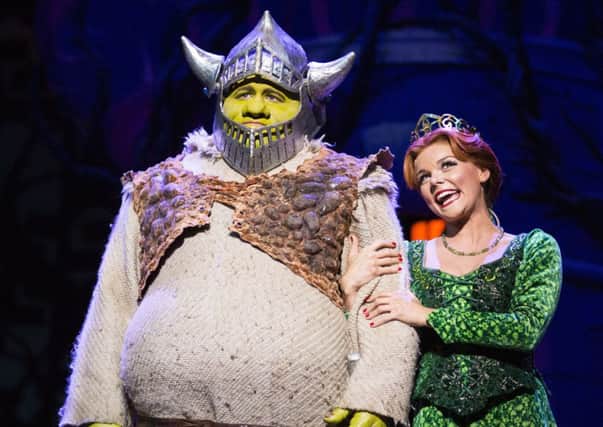 Dean Chisnall and Faye Brookes in Shrek. Pic: Comp