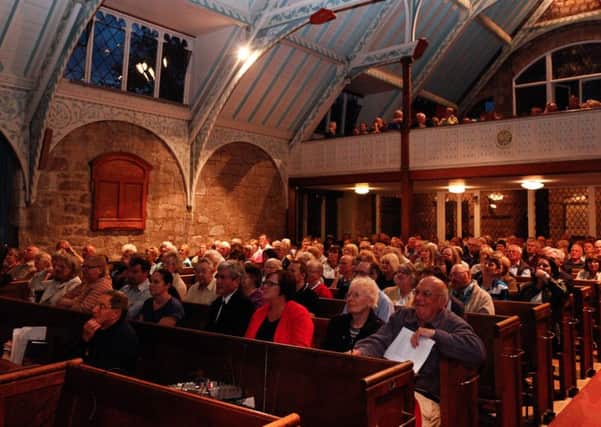 Chalmers Church in Port Seton is packed for last nights maring energy plant protest meeting. Picture: Scott Louden