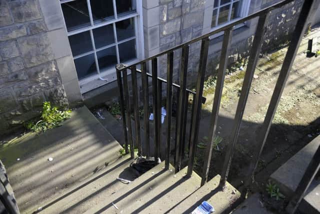 The steps in Queen Street a man fell down due to broken lights. Picture: Jayne Wright