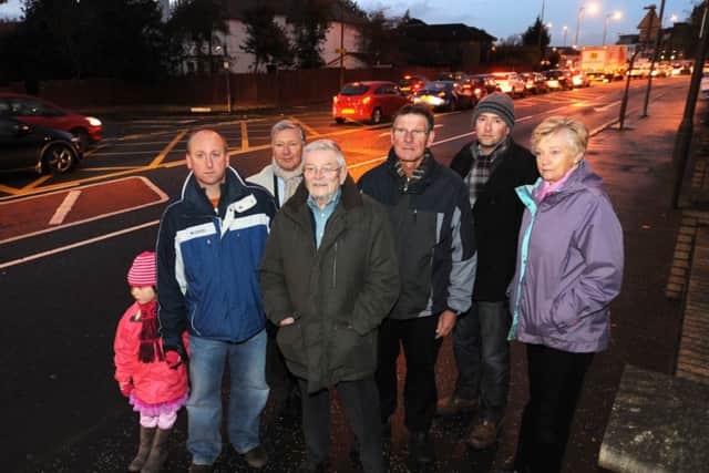 Cammo residents protest against the prospect of more traffic on Maybury Road raised by new housing proposals. Picture: Jane Barlow