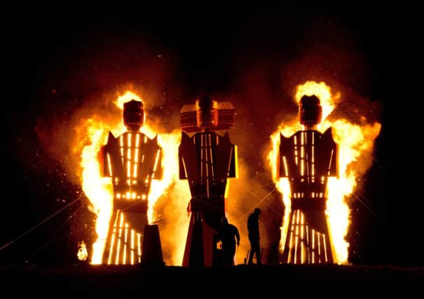 Burning effigies during Dusherra celebrations on Calton Hill. Picture: Alex Hewitt