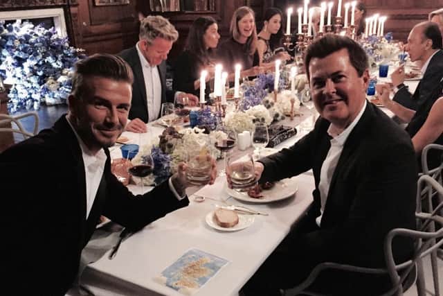 David Beckham and Simon Fuller are collaborating on the whisky launch. Picture: Comp