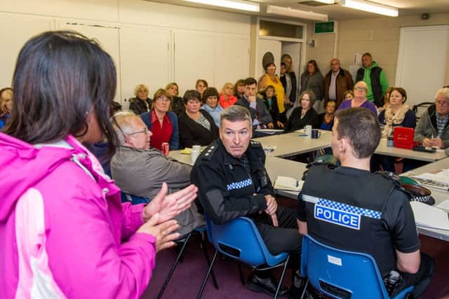 Chief Inspector Bob Paris talks to residents at the meeting. Picture: Ian Georgeson